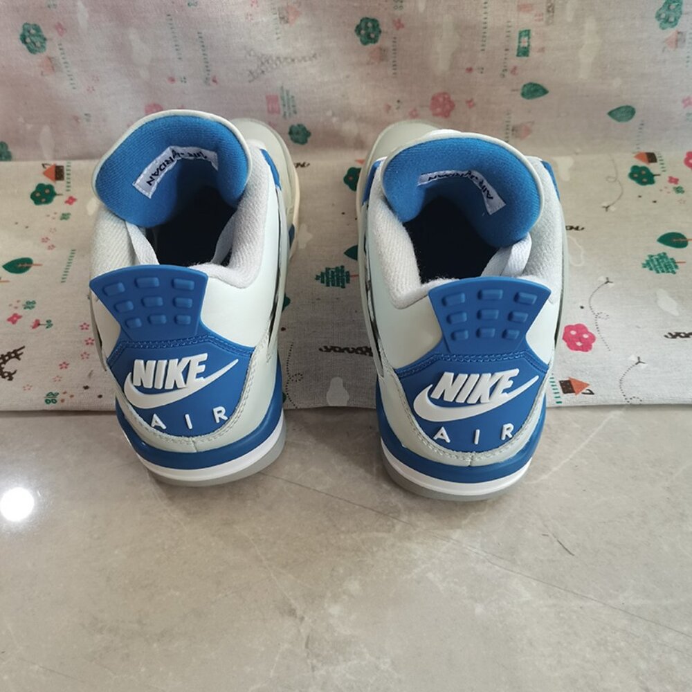 White And Blue Air Jordan AJ4 Sneakers - Picture 4 of 10